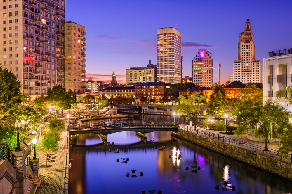 Downtown Providence RI at night